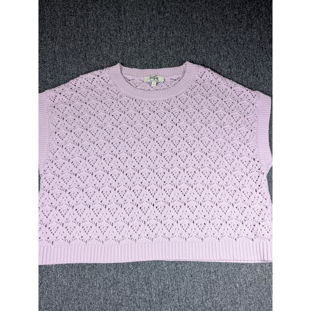 Robert Rodriguez Lavender Pointelle Knit Sweater Vest XL Purple Cotton Blend